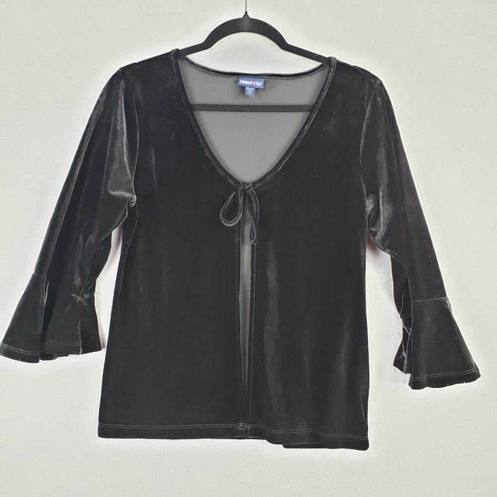 Vintage Limited Too Girls Size XXL Bell Sleeve Velvet Layering Cardi Black Cyber